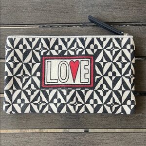 Brighton Black and White LOVE accessory/makeup bag